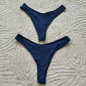SKIMS 2X Navy Blue Thong Underwear Stretchy Dipped Thong (2 pairs!)